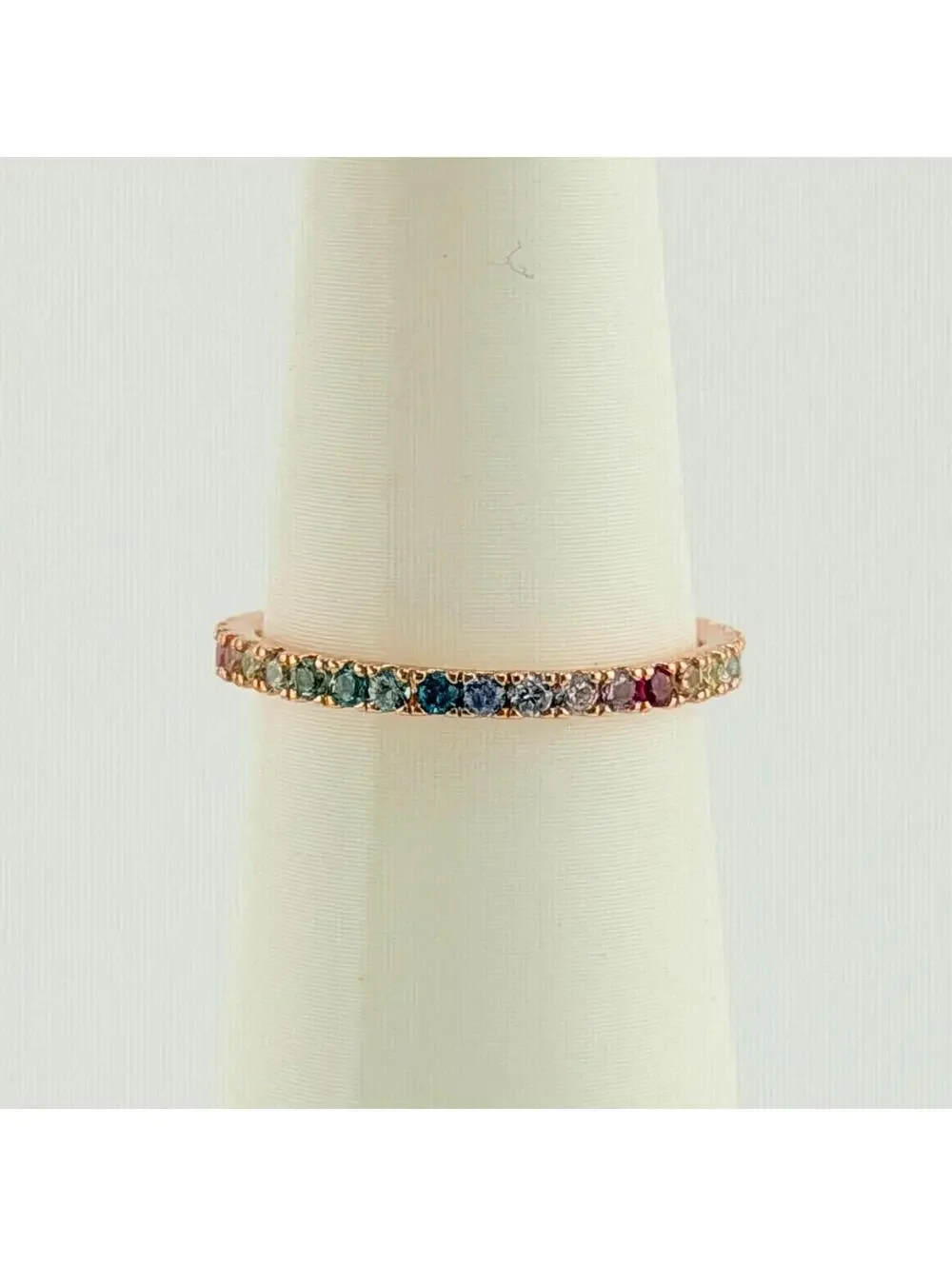 Bomb Party Dainty MHA Mental Health  Sz 6 (6.5 on Sizer) Rainbow Rose Gold